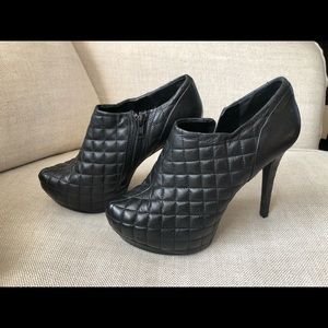 Gianni Bini quilted leather stiletto platform booties
